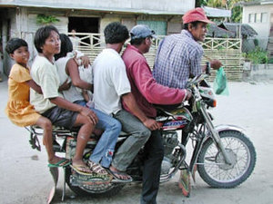 Seating space maximized, habalhabal. A common for of transportation in southern Philippines